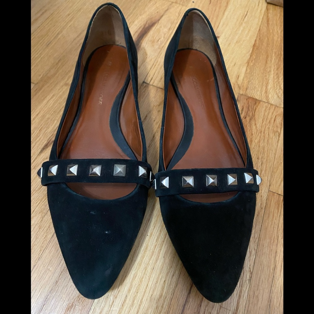 Rebecca Minkoff Black Suede Dorsay studded flats
